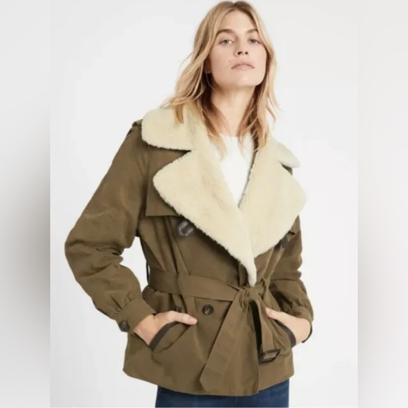 BANANA REPUBLIC HERITAGE SHIRRED EQUESTRIAN JACKET WATERBUCK BROWN - Picture 2 of 4